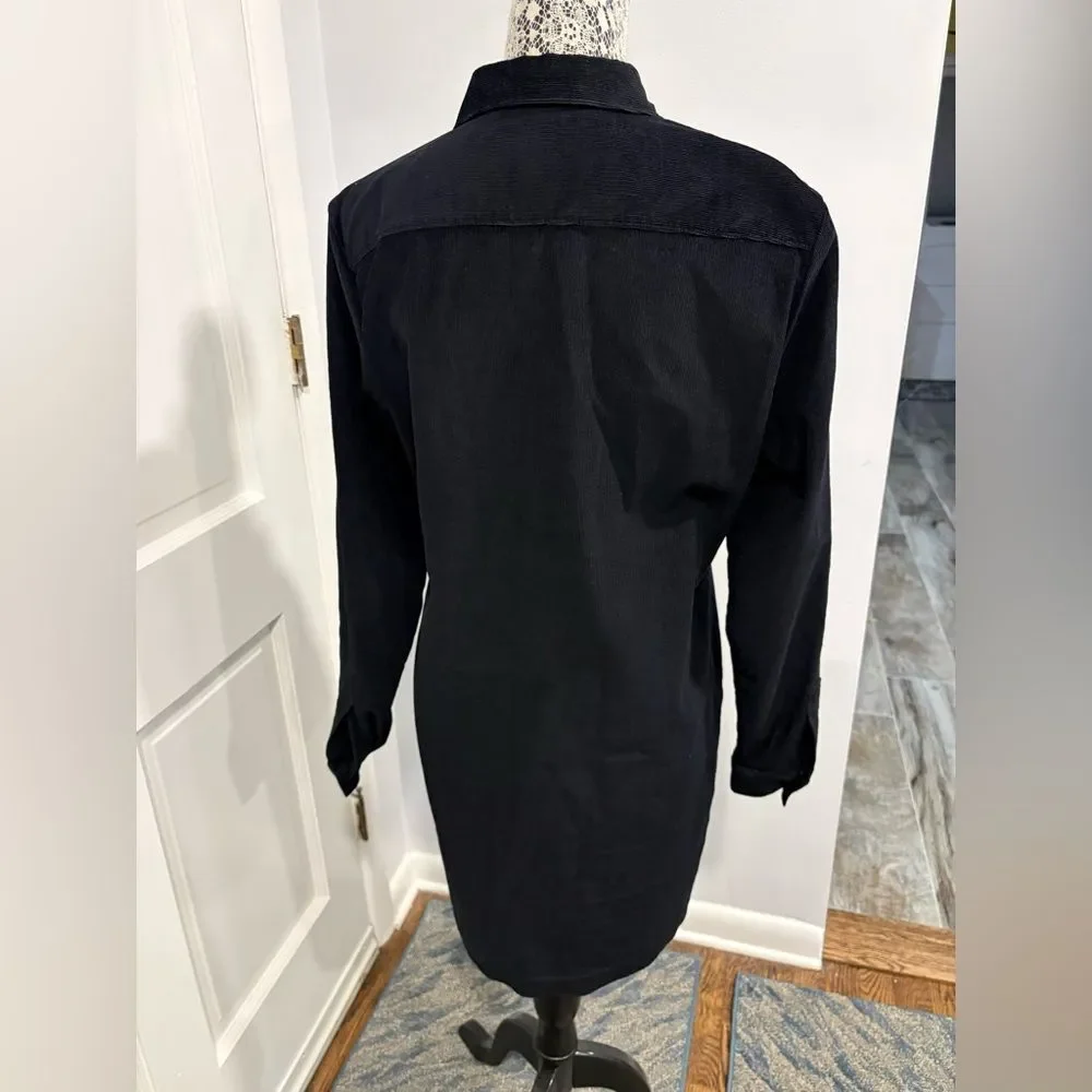 J. Crew Black Corduroy Long Sleeve Shirt Dress